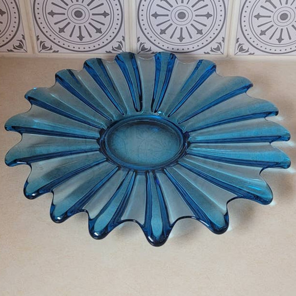 Fostoria Celestial Blue Glass Trinket Dish or Platter - Picture 2 of 3
